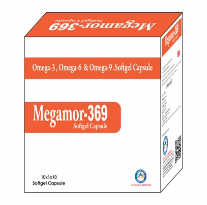 Product Name: Megamor 369, Compositions of Megamor 369 are Omega-3, Omega-6  & Omega-9 Softgel Capsules - Lavanya Biotech