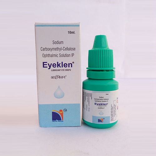 Product Name: Eyeklen, Compositions of Eyeklen are Sodium Carboxymethyl-Cellulose Ophthalmic Solution IP - Nova Indus Pharmaceuticals