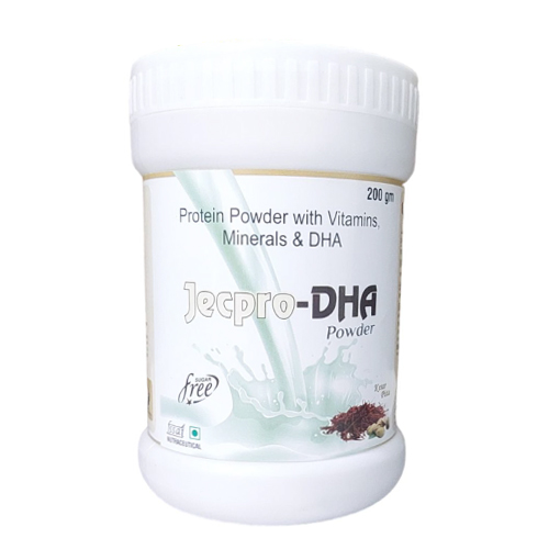 Product Name: JecproDHA, Compositions of JecproDHA are Protein Powder with Vitamins, Minerals & DHA - Jecks Pharma