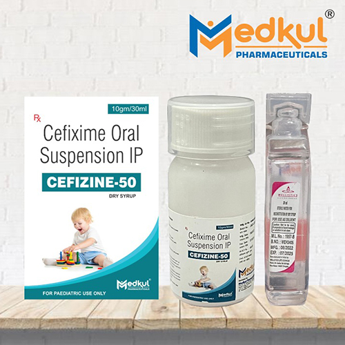 Product Name: Cefizime 50, Compositions of Cefizime 50 are Cefixime Oral Suspension IP - Medkul Pharmaceuticals