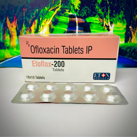 Product Name: Etoflox 200, Compositions of Etoflox 200 are Ofloxacin Tablets IP - Eton Biotech Private Limited