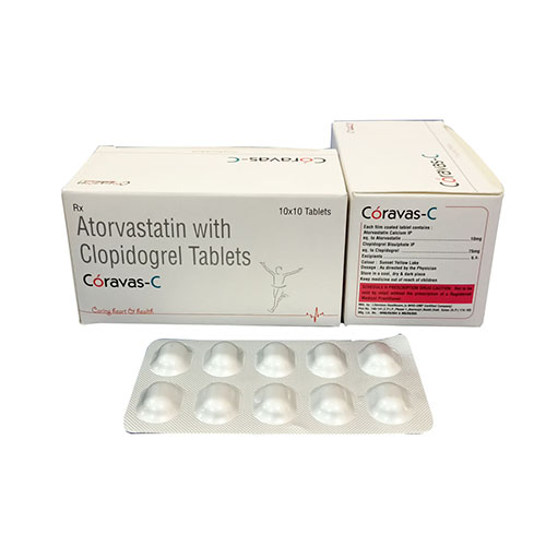 Product Name: Coravas C, Compositions of Atorvastin With Clopidogrel Tablets  are Atorvastin With Clopidogrel Tablets  - Arlak Biotech