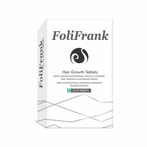Product Name: Folifrank, Compositions of Folifrank are Hair Growth Tablets - Biofrank Pharmaceuticals (India) Pvt. Ltd