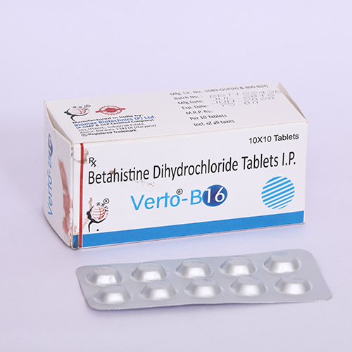Product Name: VERTO B16, Compositions of VERTO B16 are Betahistine Dihydrochloride Tablets IP - Biomax Biotechnics Pvt. Ltd