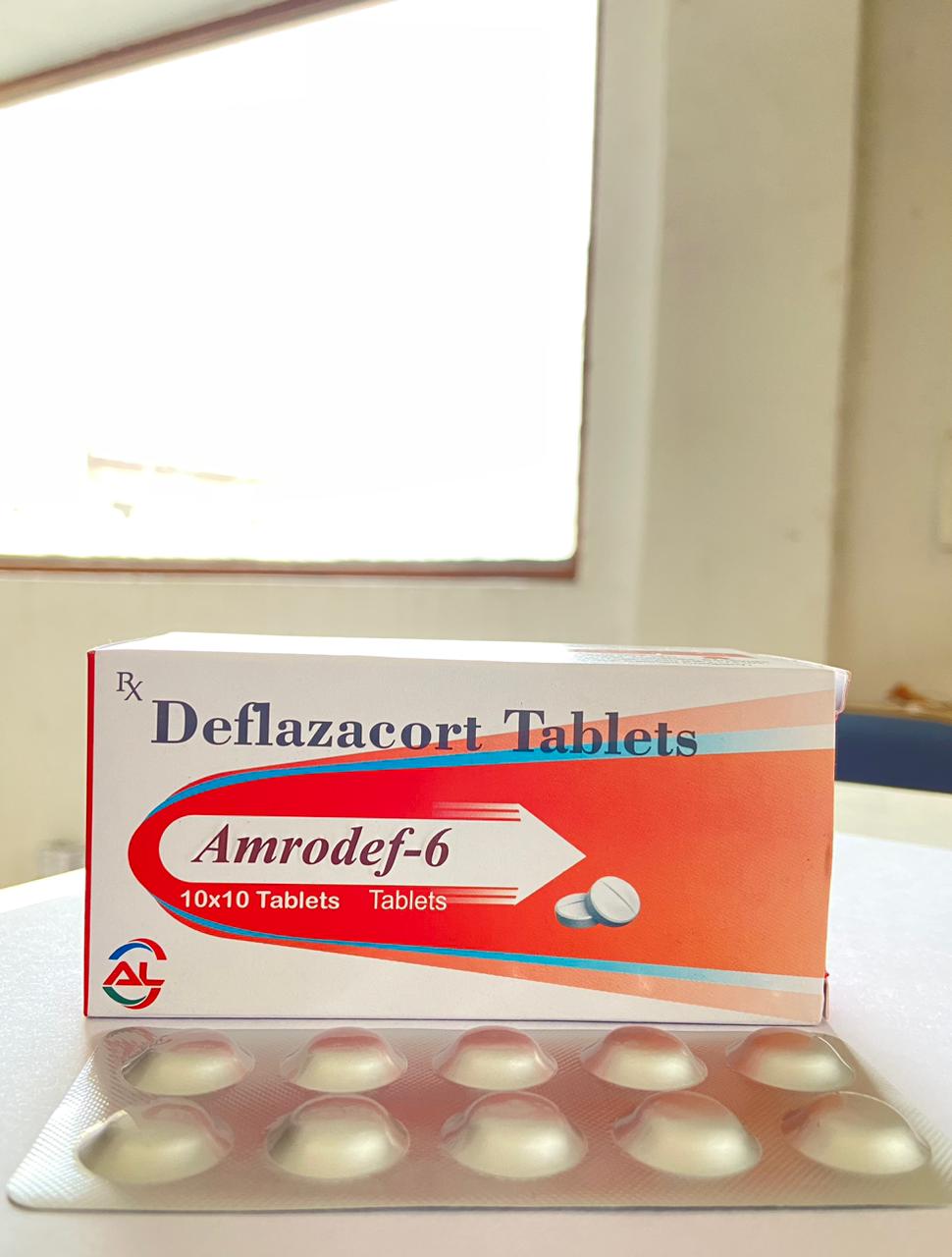 Product Name: DEFLAZACORT 6 MG , Compositions of DEFLAZACORT 6 MG  are DEFLAZACORT 6 MG TAB  - Amross Lifesciences