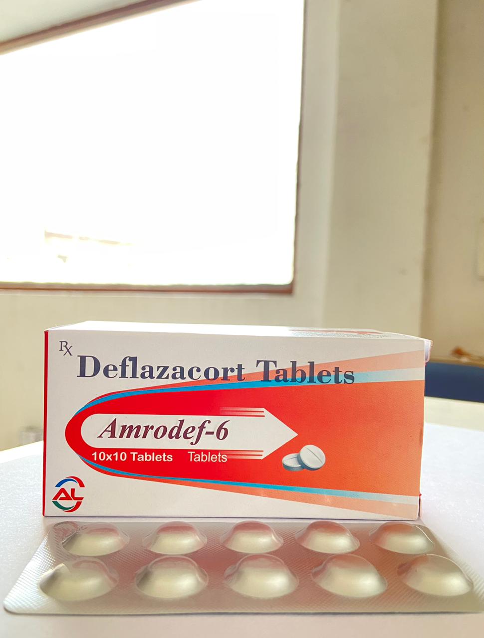 Product Name: Deflazacort 6 mg, Compositions of Deflazacort 6 mg are DEFLAZACORT 6 MG TAB  - Amross Lifesciences