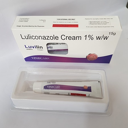 Product Name: Luvilin, Compositions of Luvilin are Luliconazole Cream 1% - Vindcare Lifesciences