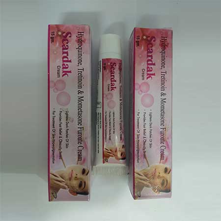 Product Name: Scardak, Compositions of Scardak are Hydroquinone, Tretinoin & Mometasone Furoate Cream - Dakgaur Healthcare