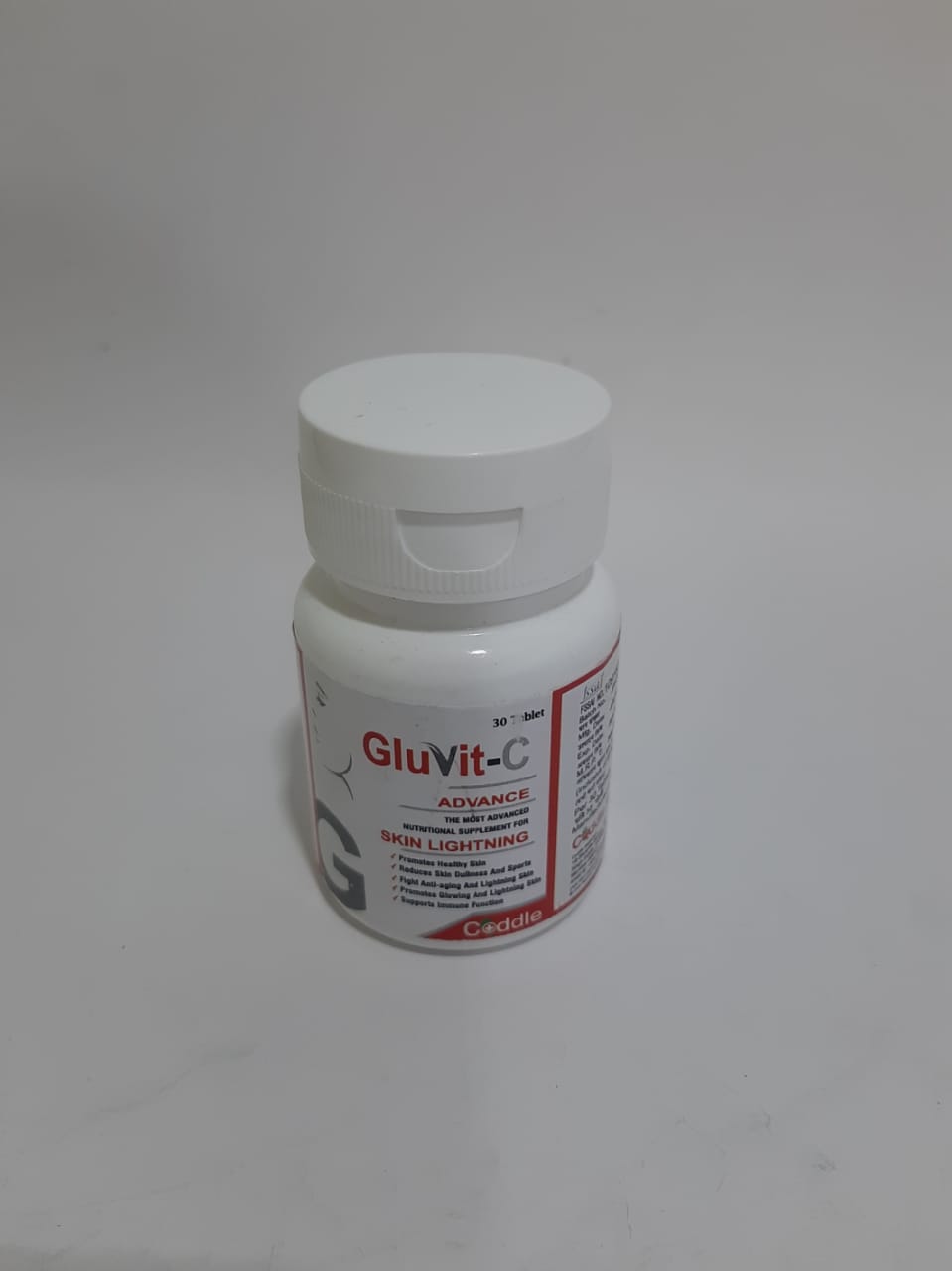 Product Name: GLUVIT C, Compositions of are L-Glutathione                                500mg Vitamin –C                                    1000mg                                         - Coddle Medichem