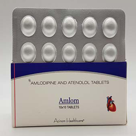 Product Name: Amlom, Compositions of Amlom are Amlodipine and Atenolol Tablets - Acinom Healthcare