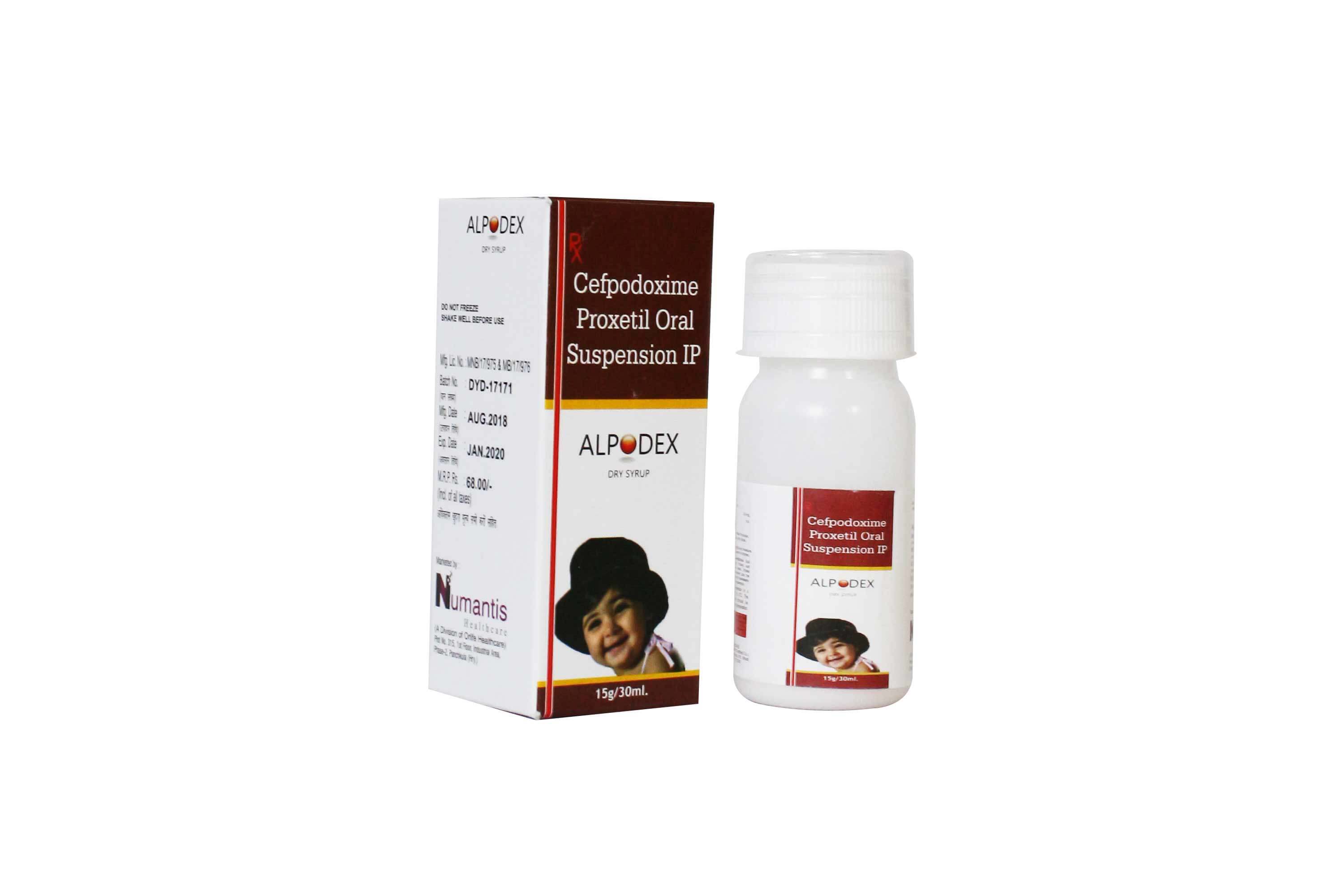 Product Name: Alpodex, Compositions of Alpodex are Cefpodoxime Proxetil Oral Suspension IP - Numantis Healthcare