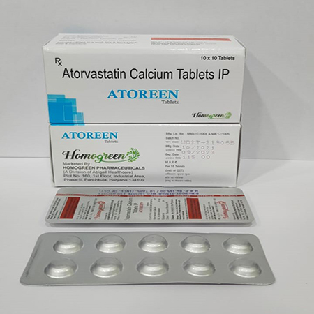 Product Name: ATOREEN, Compositions of ATOREEN are Atorvastatin Calcium Tablets IP - Abigail Healthcare