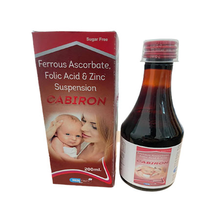 Product Name: Cabiron, Compositions of Cabiron are Ferrous Ascorbate Folic Acid & Zinc Suspension - Medifinity Healthcare pvt ltd