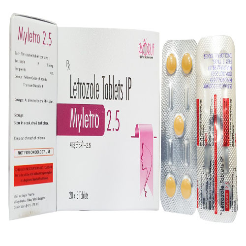 Product Name: Myletro 2.5, Compositions of Myletro 2.5 are Letrozole Tablets IP - Arlak Biotech