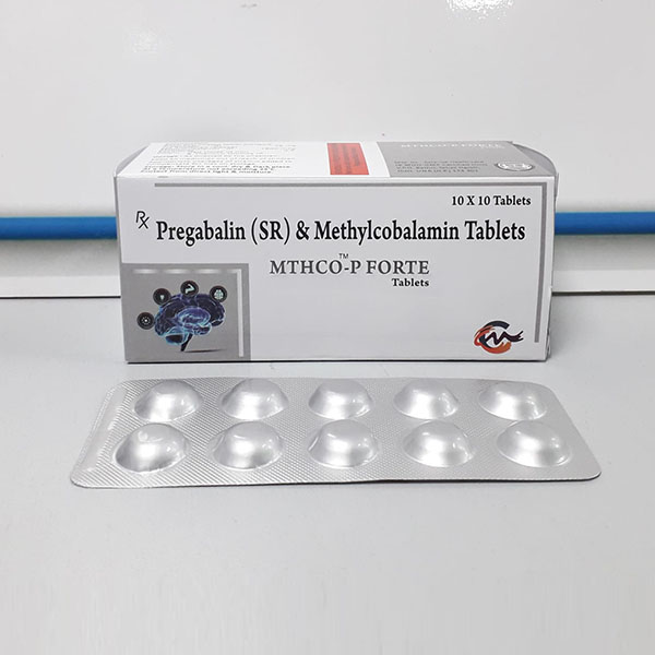 Product Name: Mthco P Forte, Compositions of Mthco P Forte are Pregabalin (SR) & Methylcobalamin Tablets - Aseric Pharma