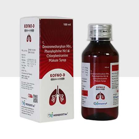 Product Name: Kofno D, Compositions of Kofno D are Dextromethorphan Hbr, Phenylphrine Hcl & Chlorpheniramine Maleate Syrup - Mediquest Inc