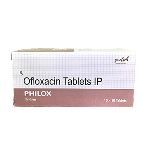 Product Name: Philox, Compositions of Philox are Ofloxacin Tablet IP - Guelph Healthcare Pvt Ltd