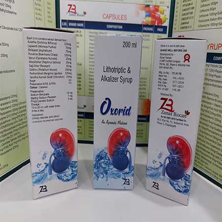 Product Name: Oxorid, Compositions of Oxorid are Lithotriptic & Alkalizer Syrup - Zumax Biocare