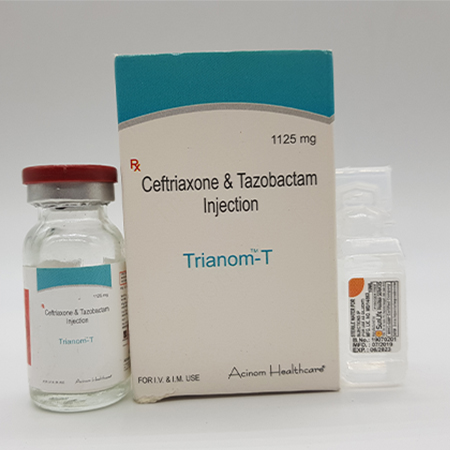 Product Name: Trianom T, Compositions of Trianom T are Ceftriaxone and Tazobactam Injection - Acinom Healthcare