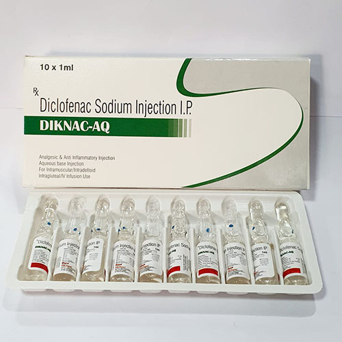 Product Name: Diknac AQ, Compositions of Diknac AQ are Diclofenac Sodium Injection I.P. - Pride Pharma