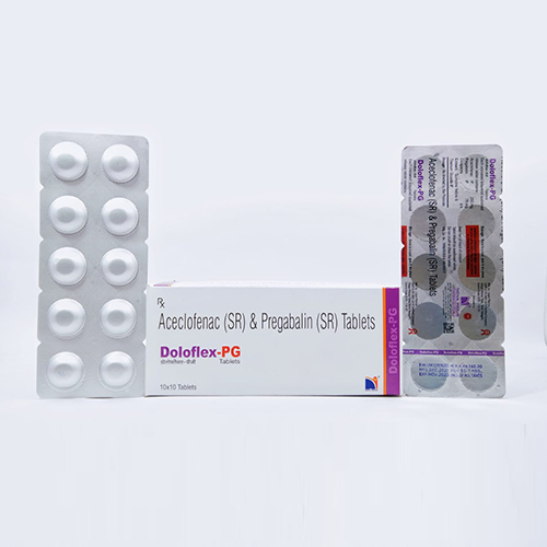 Product Name: Doloflex PG, Compositions of Doloflex PG are Aceclofenac (SR) & Pregabin (SR) Tablets - Nova Indus Pharmaceuticals