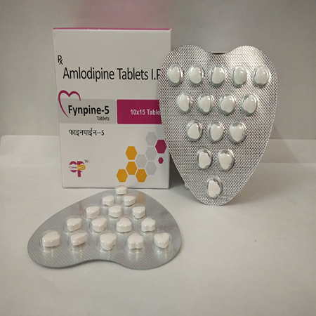 Product Name: Fynpine 5, Compositions of Fynpine 5 are Amlodipine Tablets IP - Cassopeia Pharmaceutical Pvt Ltd
