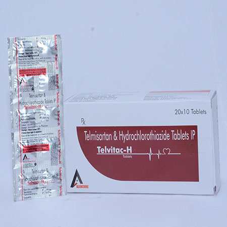 Product Name: TELVITAC H, Compositions of TELVITAC H are Telmisartan & HCL Tablets IP - Alencure Biotech Pvt Ltd