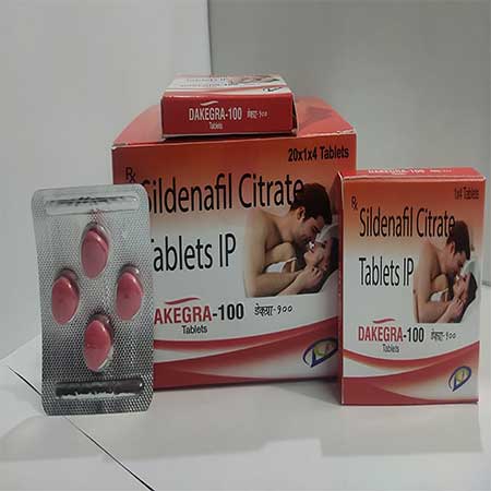 Product Name: Dakegra 100, Compositions of Dakegra 100 are Sildenafil Citrate Tablets IP - Dakgaur Healthcare