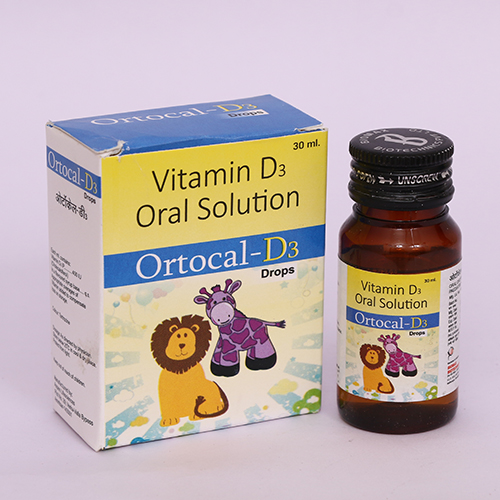 Product Name: ORTOCAL D3, Compositions of ORTOCAL D3 are Vitamin D3 Oral Solution - Biomax Biotechnics Pvt. Ltd