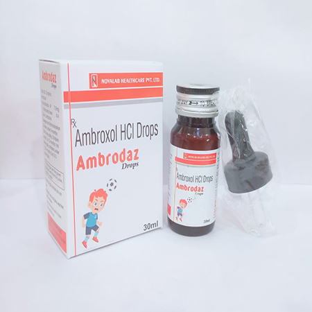 Product Name: Ambrodaz, Compositions of Ambrodaz are Ambroxol HCL Drops - Novalab Health Care Pvt. Ltd