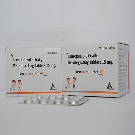 Product Name: LNSOMARC 15, Compositions of LNSOMARC 15 are Lansoprazole Orally Disintegration Tablets 15mg - Alencure Biotech Pvt Ltd