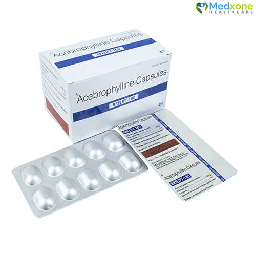 Product Name: BRELIFT 100, Compositions of BRELIFT 100 are Acebrophylline Capsules - Medxone Healthcare