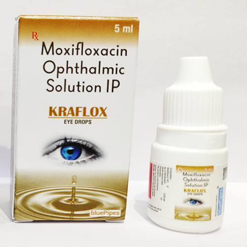 Product Name: KRAFLOX EYE DROPS, Compositions of KRAFLOX EYE DROPS are Moxifloxacin Ophthalmic Solution IP - Bluepipes Healthcare