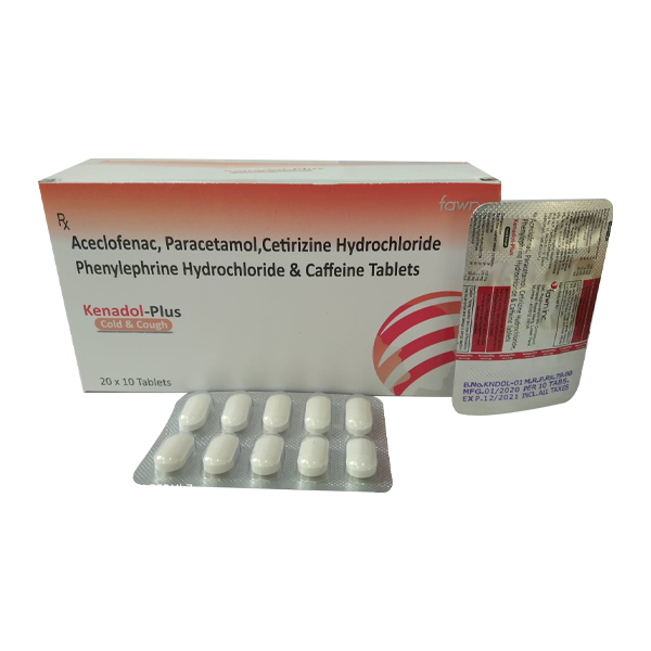 Product Name: KENADOL PLUS, Compositions of Aceclofenac 100 mg + Paracetamol 325 mg. are Aceclofenac 100 mg + Paracetamol 325 mg. - Fawn Incorporation