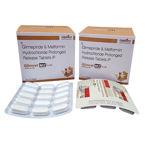 Product Name: Glimret M2 Forte, Compositions of Glimret M2 Forte are Glimepiride & Metformin Hydrochloride Prolonged Release Tablets IP - Oddiant Formulations
