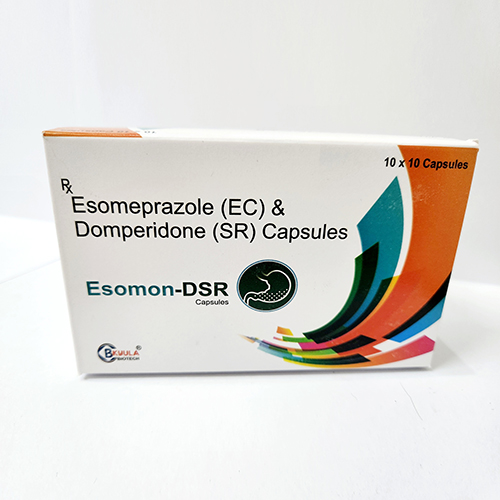 Product Name: Esomon DSR, Compositions of Esomon DSR are Esomeprazole (EC) & Domperidone (SR) Capsules - Bkyula Biotech