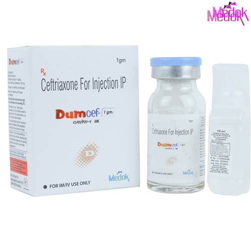 Product Name: Dum cef, Compositions of Dum cef are Ceftriaxone for injection IP - Medok Life Sciences Pvt. Ltd