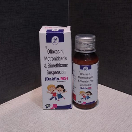 Product Name: Daklo MS, Compositions of Daklo MS are Ofloxacin,Metronidazole, & Simethicone Suspension - Dakgaur Healthcare