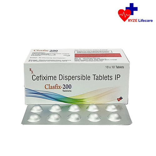 Product Name: CLASFIX 200, Compositions of CLASFIX 200 are Cefixime Dispersible Tablets IP  - Ryze Lifecare
