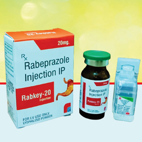 Product Name: Rabkey 20, Compositions of Rabkey 20 are Rabeprazole Injection IP - Healthkey Life Science Private Limited