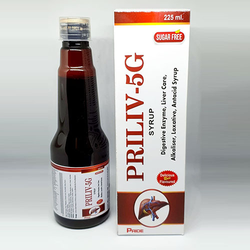 Product Name: Priliv 5G, Compositions of Priliv 5G are Digestive Enzyme Liver Care,Alkaliser,Laxative,Antacid Syrup  - Pride Pharma