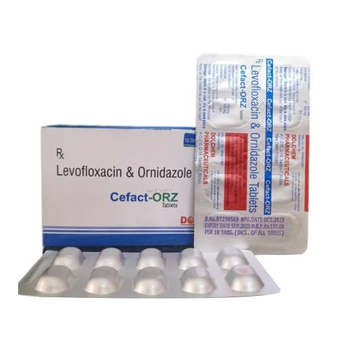 Product Name: Cefact ORZ, Compositions of Cefact ORZ are Levofloxacin & Ornidazole - Dolchem Pharmaceuticals Private Limited