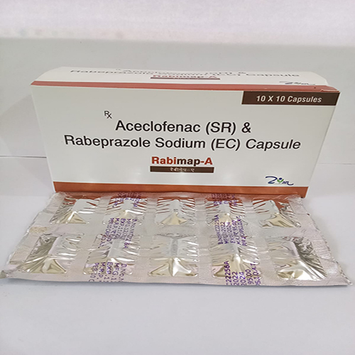 Product Name: Rabimap A, Compositions of Rabimap A are Acelofenac (SR) & Rabeprazole Sodium (EC) Capsule - Arlig Pharma