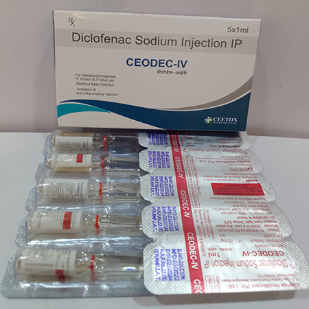 Product Name: Ceodev CV, Compositions of Ceodev CV are Diclofenac Sodium Injection IP - Ceetox HealthCare Private Limited