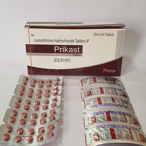 Product Name: Prikast, Compositions of Prikast are Levocetirizine Hydrochloride Tablets IP - Pride Pharma