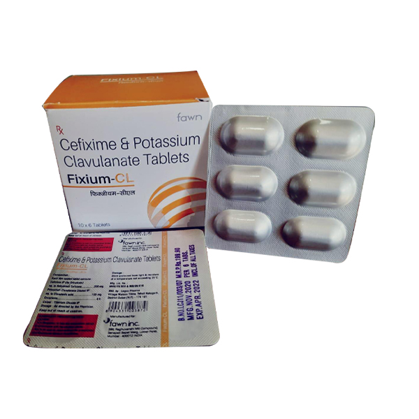 Product Name: FIXIUM CL, Compositions of Cefixime Potassium 200 mg.+ Clavulanate Acid 125 mg. are Cefixime Potassium 200 mg.+ Clavulanate Acid 125 mg. - Fawn Incorporation