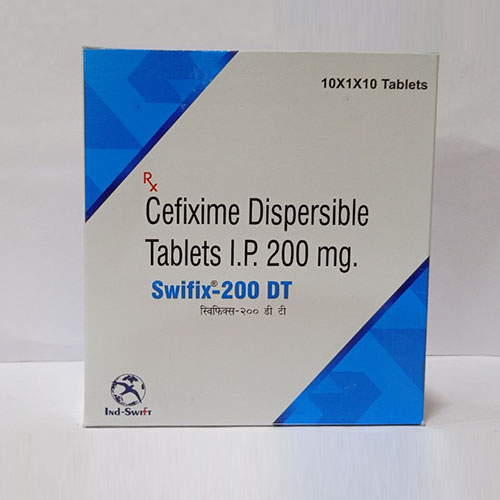 Product Name: Swifix 200 DT, Compositions of Swifix 200 DT are Cefixime Dispersible Tablets IP 200  mg - Yazur Life Sciences