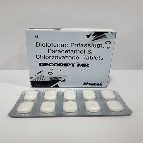 Product Name: Decoript MR, Compositions of Decoript MR are Diclofenac Potassium Paracetamol& Chalorzoxazone Tablets - Kript Pharmaceuticals