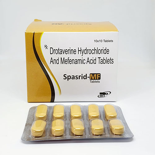 Product Name: Spasrid MF, Compositions of Spasrid MF are Drotaverine Hydrochloride & Mefenamic Acid Tablets - Pride Pharma