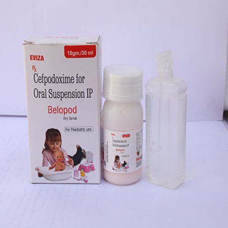 Product Name: Belopod, Compositions of Belopod are Cefpodoxime for Oral Suspension IP - Eviza Biotech Pvt. Ltd